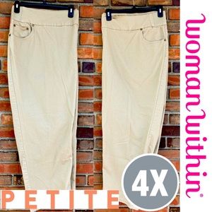 34WP 4X Comfort Waistband Pull On Tan Skinny Jeans